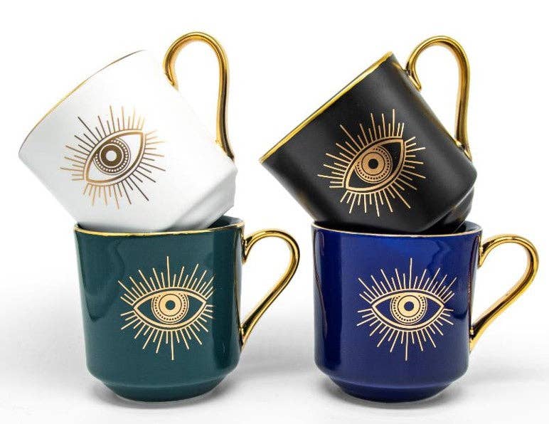 ( Set of 4) Ceramic Evil Eye Mug