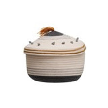 Cotton Rope Basket with Lid and Embroidery
