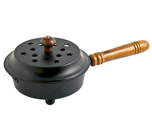 Metal Censer Burner with Wooden Handle - 11"L, 5"D