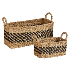 Black Stripe Rectangle Basket / Set of 3