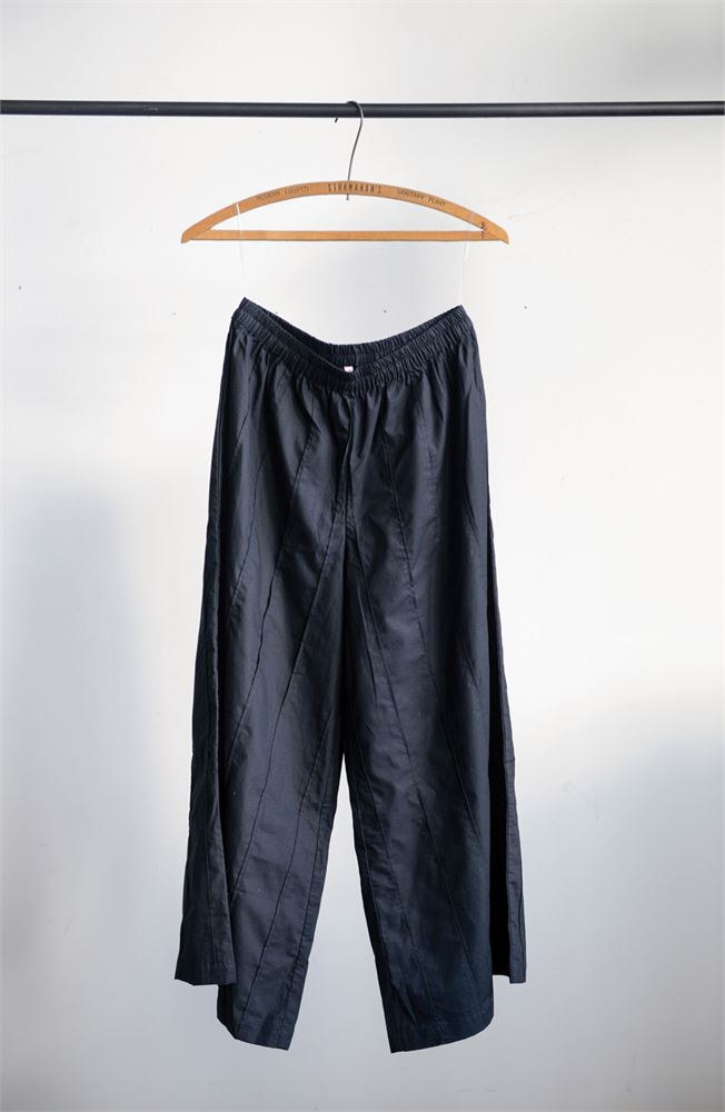 Cotton Pleated Patti Pants, Black