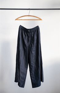 Cotton Pleated Patti Pants, Black