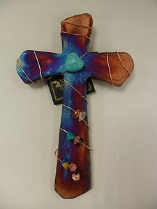 Cross with Copper Swirl & Crystal