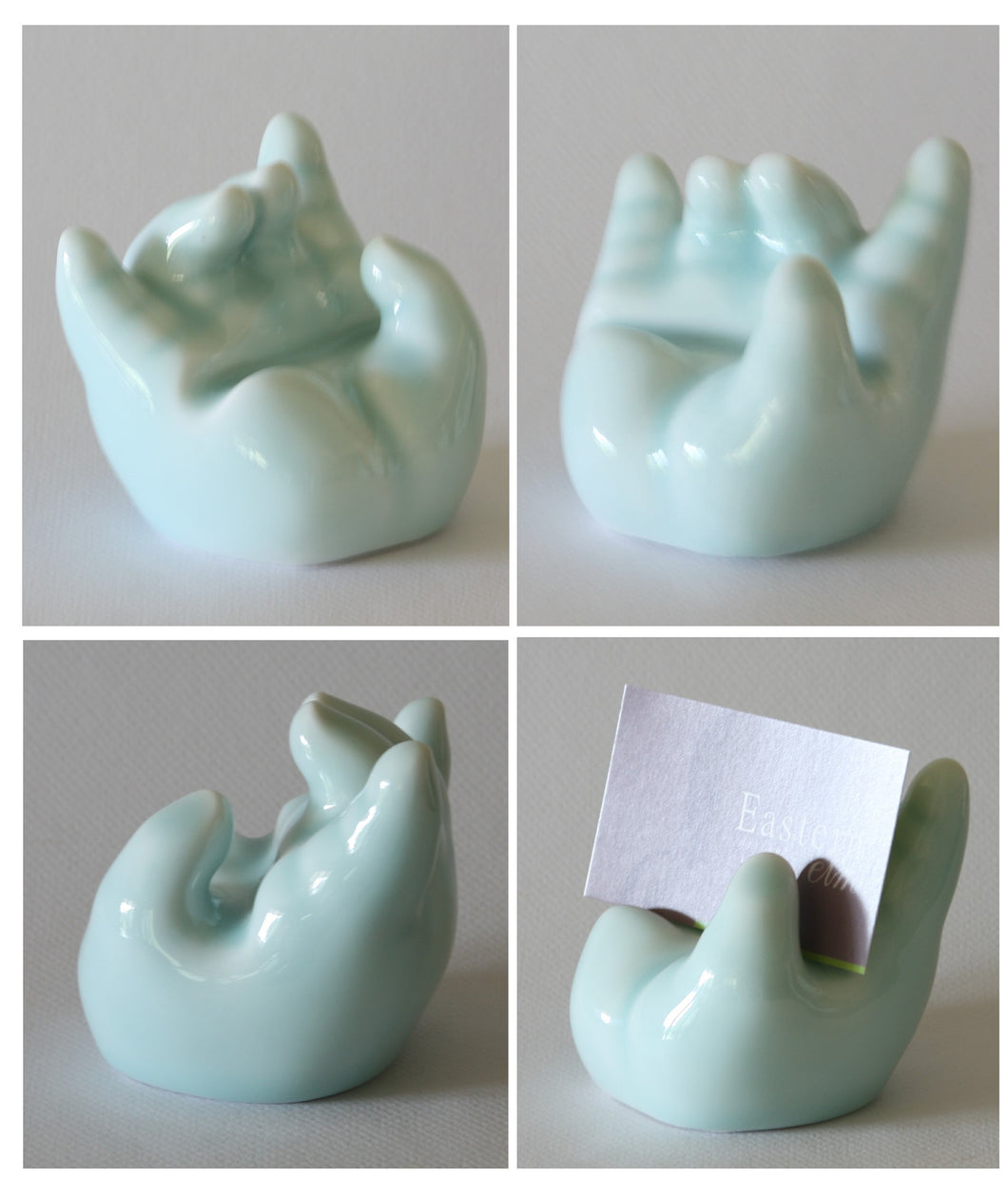 Celadon Buddha Hand Card Holder