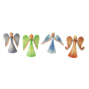 Mini Painted Angel with Upswept Wings (Set of 4)