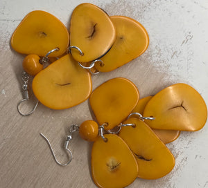 Tagua Nut Organic Nutshell Earrings by Peruvian Art