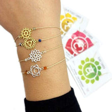 Chakra Bracelet with Electroplated Charm and Gemstone Beads
