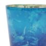 Glass Marbled Votive Holder with Mercury Glass