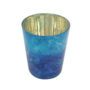 Glass Marbled Votive Holder with Mercury Glass
