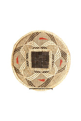 Traditional Tonga Winnowing Basket with Red Recycled Plastic