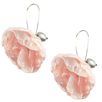 EARRINGS -CHIFFON FLOWER WITH FRESH WATER PEARL