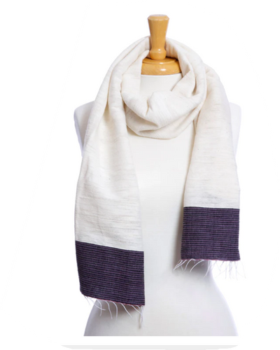 Ethiopian Cotton Luxe Scarf with Purple Border
