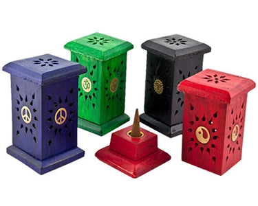 4 Pieces Assorted Color Mini Tower Burner for Cone - Om Imports