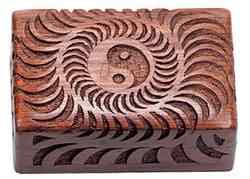 Sun Yin-Yang Carved Wooden Box
