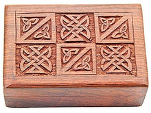 Celtic Triquetra Carved Wooden Box - 4" x 6"