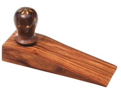 Wood Door Stopper Brass Inlaid