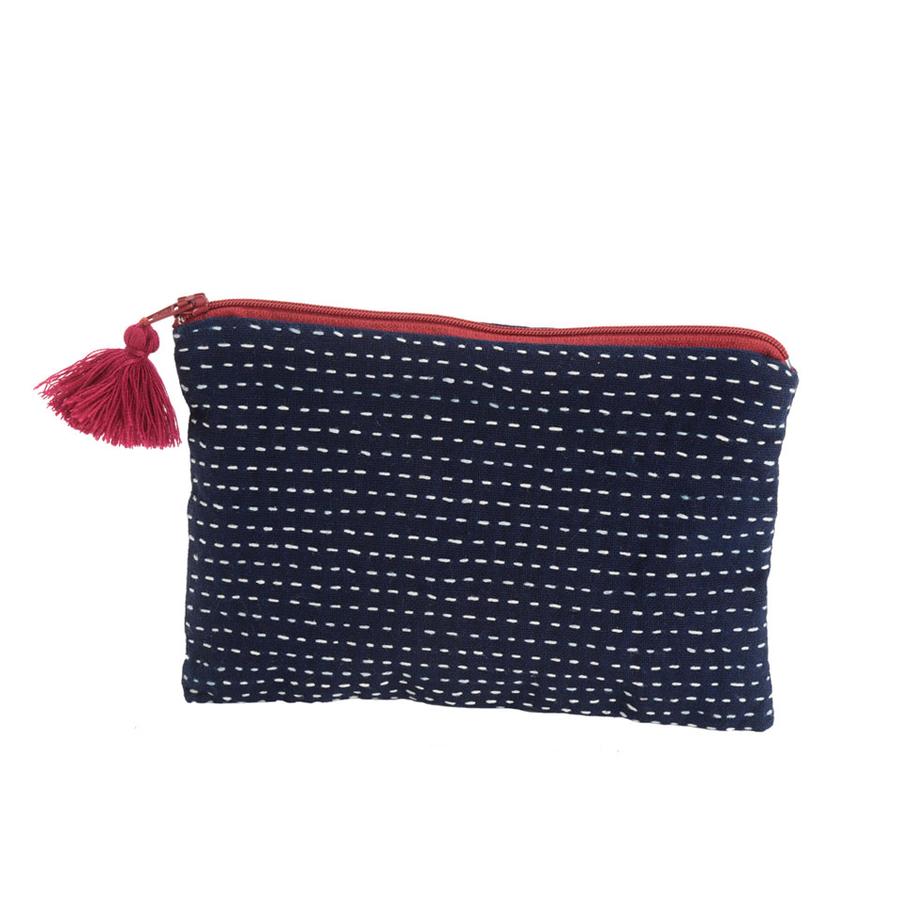 Line Stitch Indigo Pouch