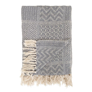 Cotton Blend Knit Throw with Fringe