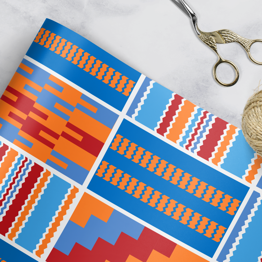 AfroTouch Design - Kente Blue Gift Wrap