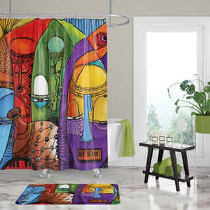 Jazz Masks Shower Curtain - African American Expressions
