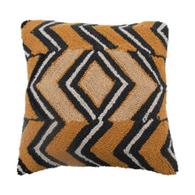 18" Square Cotton Punch Hook Pillow w/ Chevron Design, Multi Color - Blolomingville