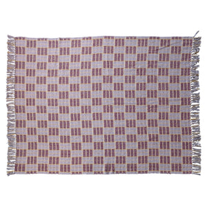 Woven Recycled Cotton Blend Throw with Fringe