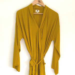 The Indian Bazaar - Womens Kimono Robe - Mustard luxe viscose Rayon