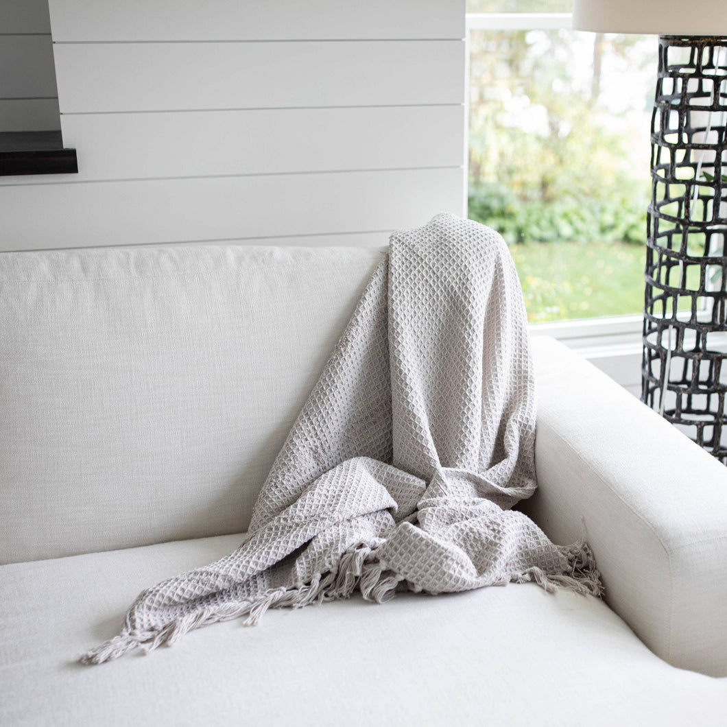 Foreside Home & Garden - Hand Woven Wilhelmine Throw Gray