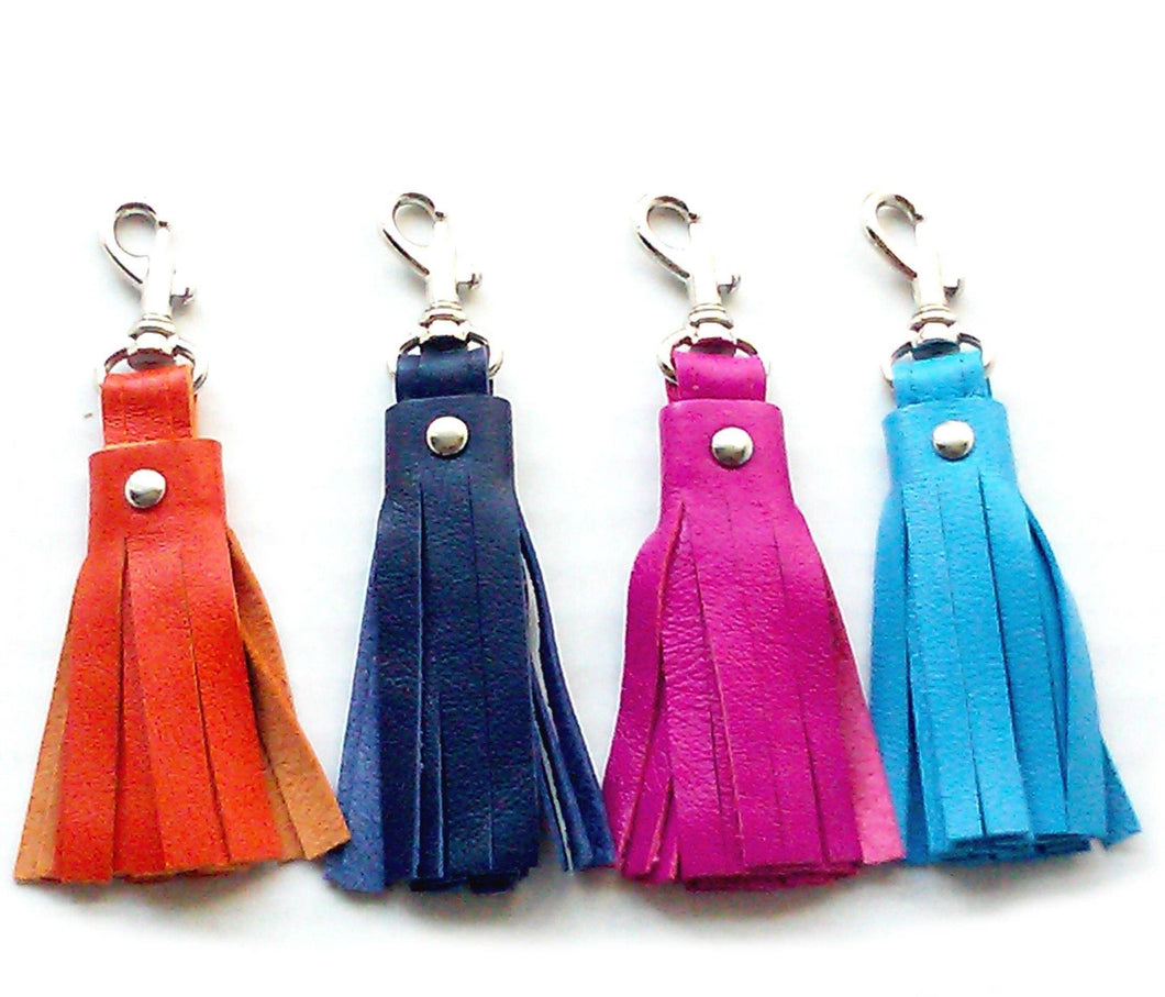 Hot Pink - Kate Leather Tassel Key Chain | Bag Tassel- Bambina di Cioccolato