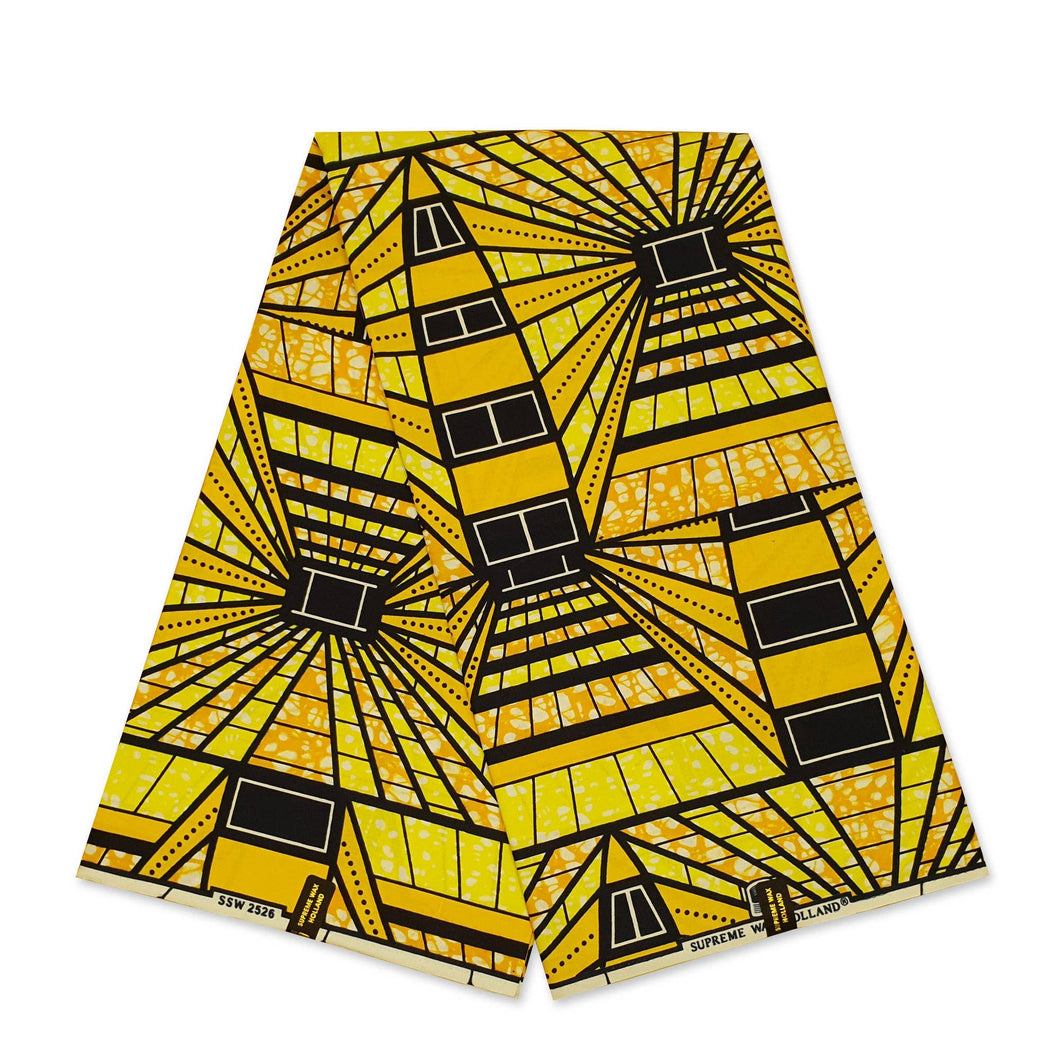 AfricanFabs - 6 Yards - Super wax - African Super Wax print fabric - Yellow maze