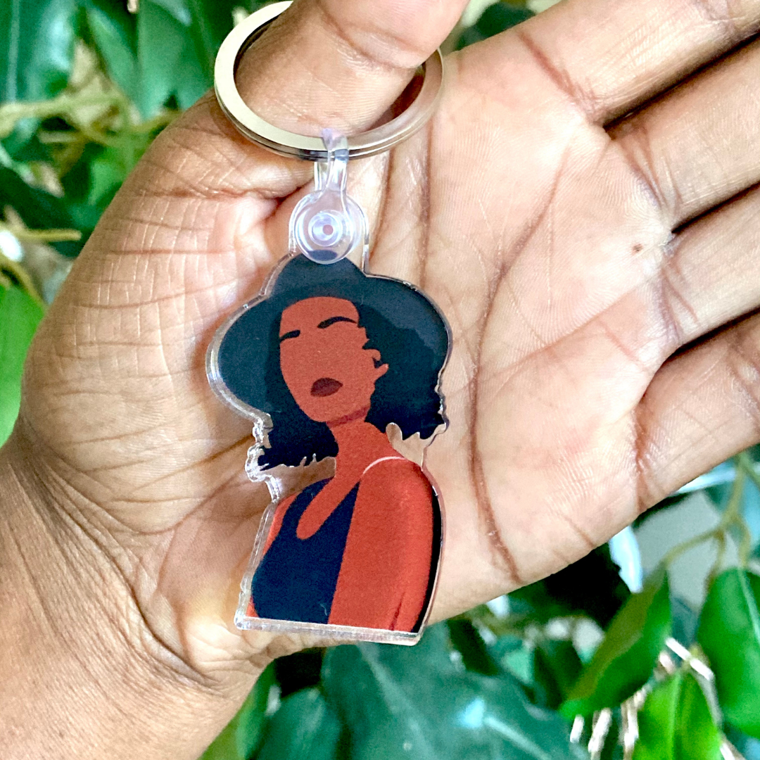 Bohemian Vibes Black Woman Acrylic Keychain