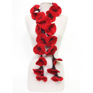 BNB Crafts Inc. - Felted flower scarves- Red/ Black
