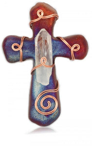 Cross with Copper Swirl & Crystal