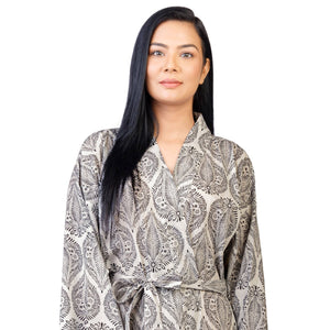 The Indian Bazaar - Womens Kimono Robe - Leaf Print Robe, Light Weight + bag