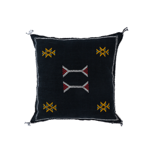 Moroccan Black Cactus Silk Pillow Cover