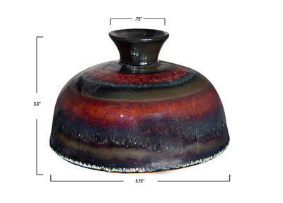 Stoneware Vase, Reactive Glaze, Blue Metallic