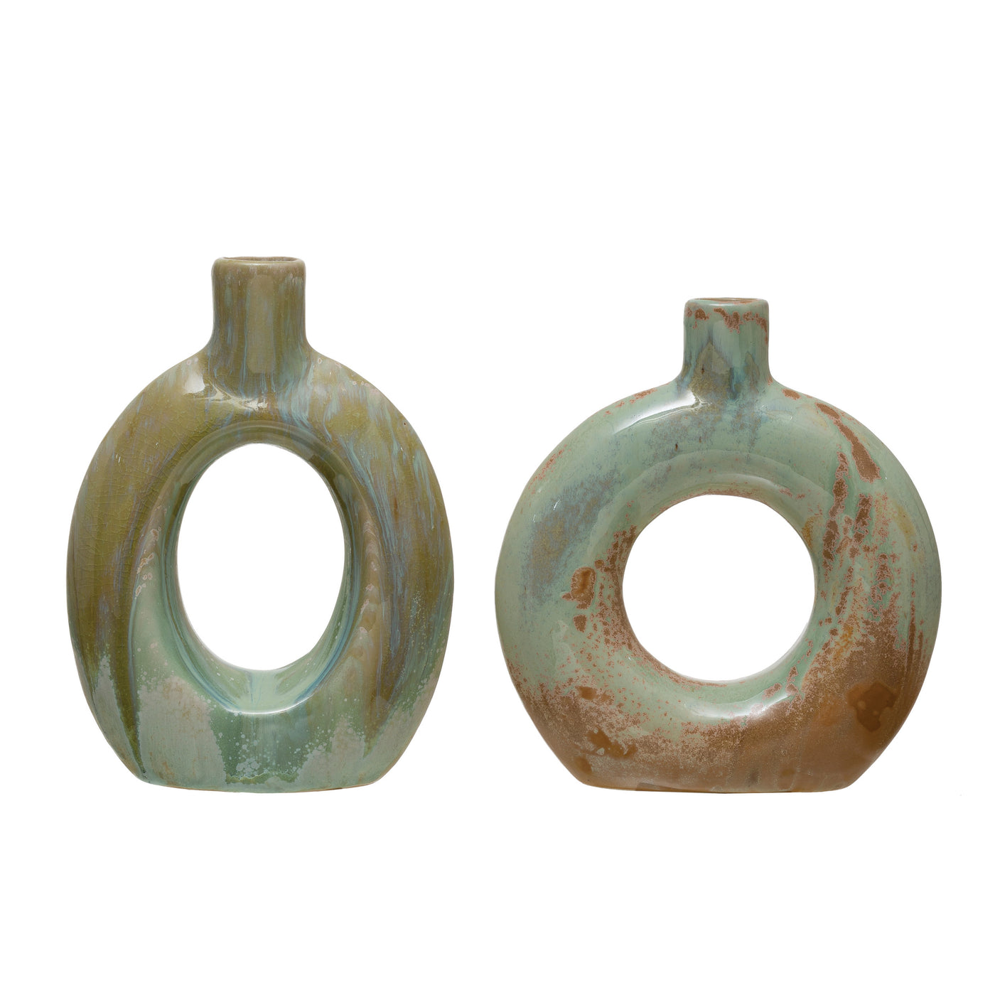 Stoneware Cut Out Vase with Glaze, 2 Styles