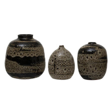 Terracotta Vases with Glaze, Set of 3