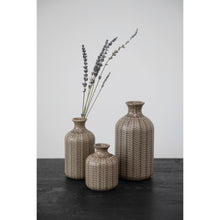 Embossed Stoneware Vases - Set of 3