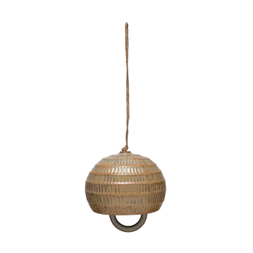 Large Debossed Stoneware Bell