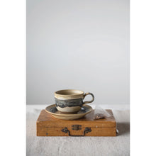 Stoneware Mug with Saucer, Set of 2