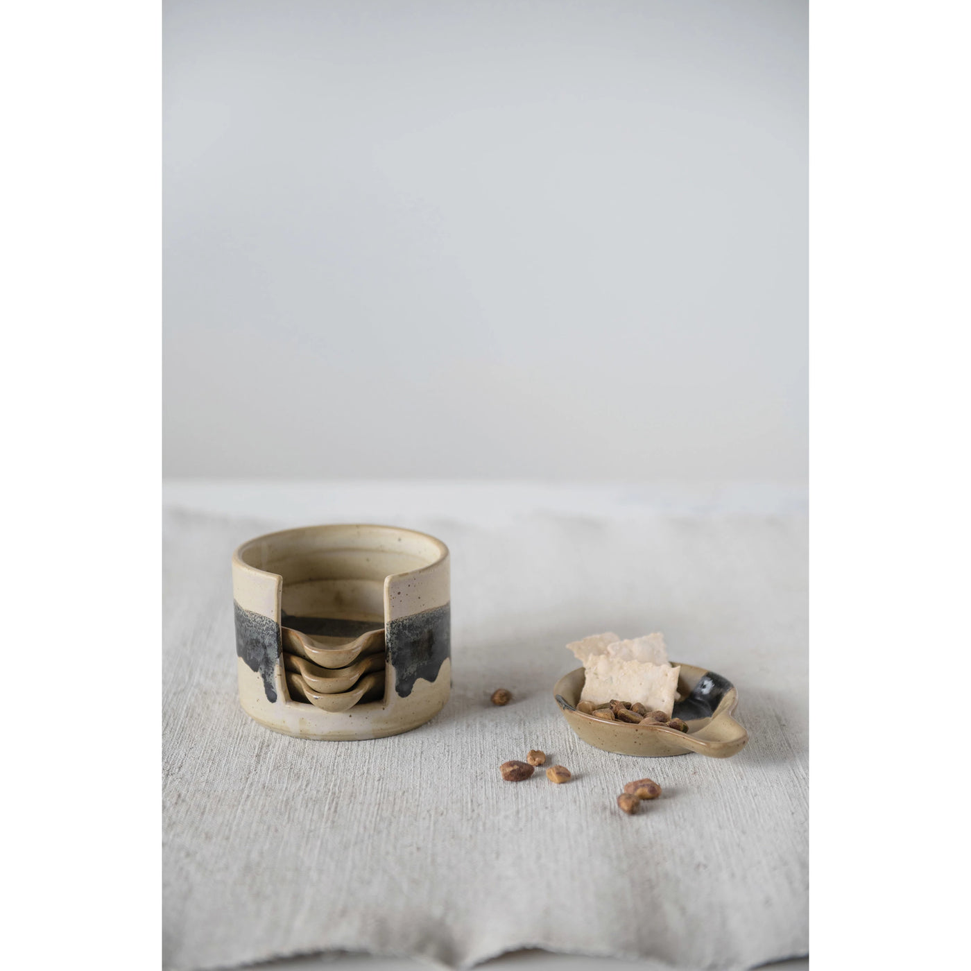 Stoneware Tapas Holder & Plates