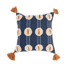 16" Cotton Embroidered & Tufted Pillow with Tassels - Creative Co-Op