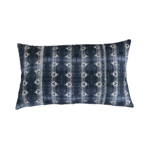 Cotton Lumbar Pillow with Batik Print & Embroidery
