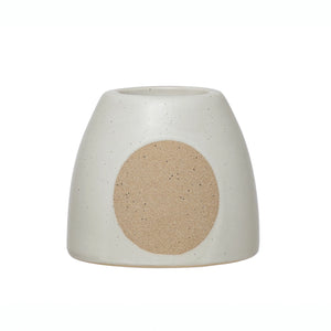 Stoneware Tealight Holder with Circle Design