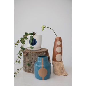 Stoneware Vase with Circle Design