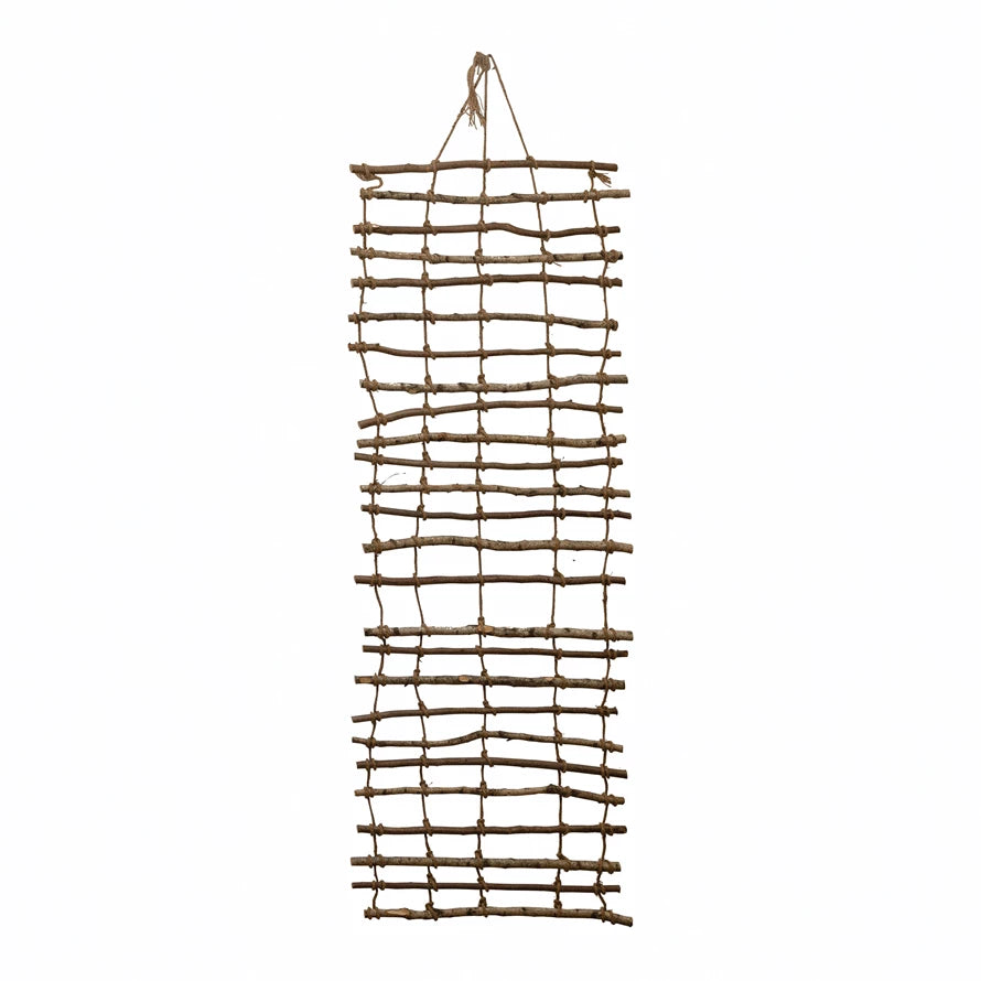 Handmade Wood & Jute Wall Trellis