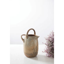 Stoneware Watering Pitcher with Handles, Reactive Glaze