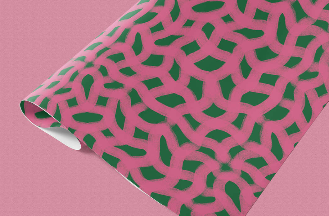 Pink Grid Gift Wrap-DorcasCreates