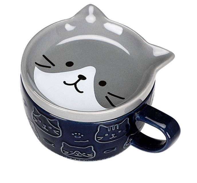 Cat Mug w/Tea Bag Holder Lid